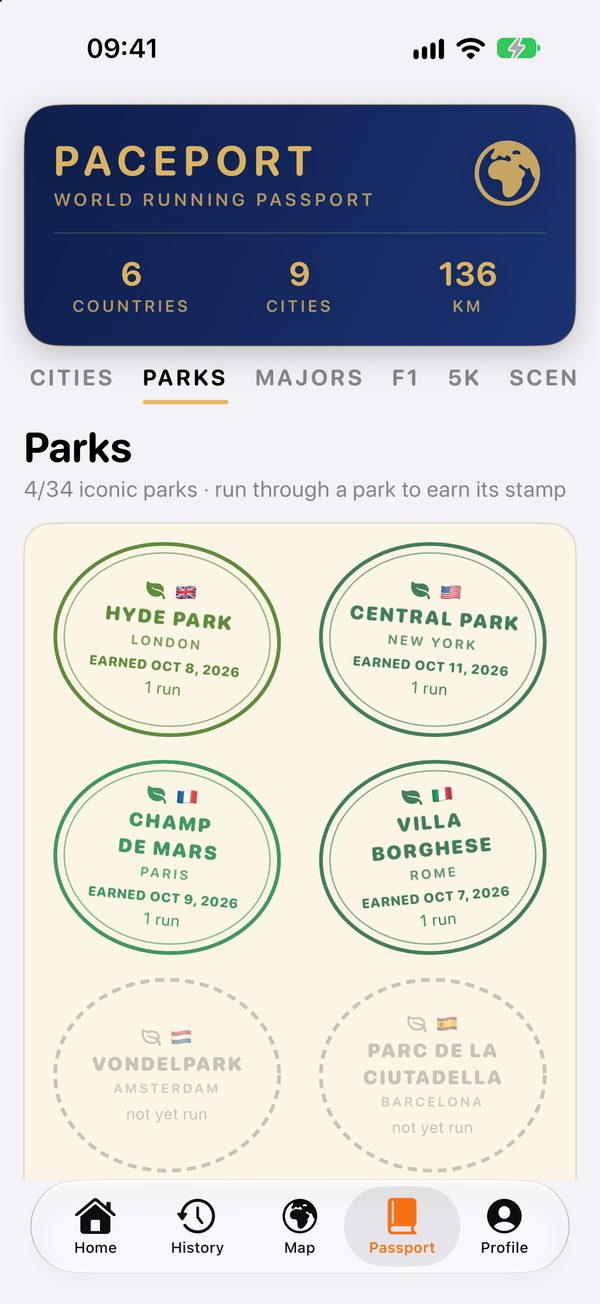 Passport page with park seals